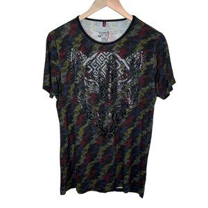 Ah Guey Mens 3d Print Jaguar Mayan Aztec Short Sleeve Shirt Medium